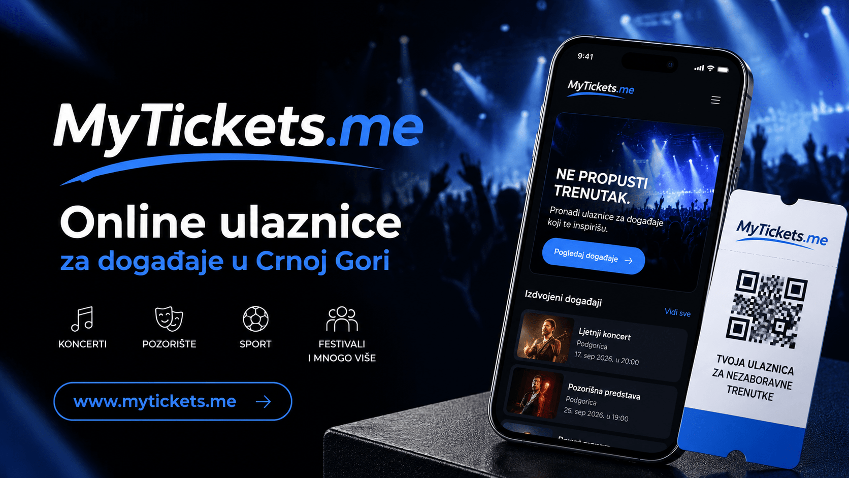 MyTickets.me počeo sa radom: Nova platforma za online kupovinu ulaznica u Crnoj Gori